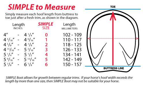 Evo Hoof Boot Size Chart